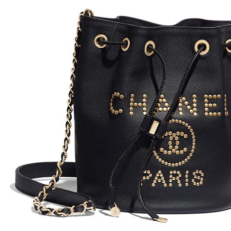 chanel handbag grained calfskin & gold-tone metal black|chanel grained calfskin drawstring bag.